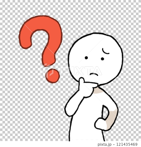 Illustration of a person holding a question mark 121435469