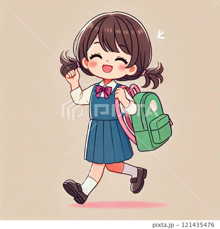 中学生になって喜んで通学する制服を着た女の子 121435476
