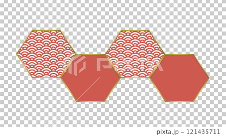 Japanese-style hexagonal frame, text frame, red Japanese-style hexagonal frame, text frame, red 121435711