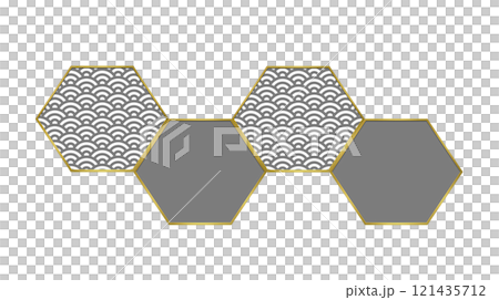 Japanese-style hexagonal frame, text frame, black Japanese-style hexagonal frame, text frame, black 121435712