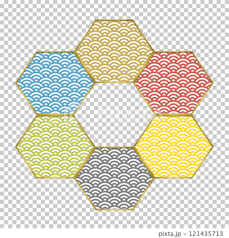 Japanese-style hexagonal frame, text frame, 6 colors Japanese-style hexagonal frame, text frame, 6 colors 121435713