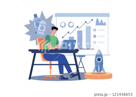 Entrepreneur managing business and service development. Entrepreneur managing business and service development. 121436653