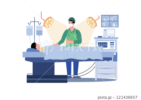 Medical professional multitasking for successful surgery. 121436657
