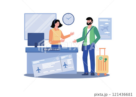 Travel agent assisting with bookings. 121436681