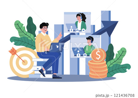 Customer service manager setting service goals. Customer service manager setting service goals. 121436708