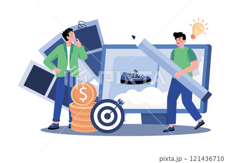 Innovation team member generating product ideas. 121436710