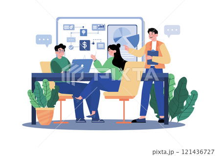Sales manager brainstorming sales strategies. 121436727