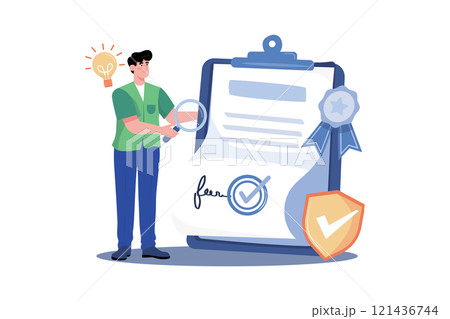 Legal advisor creating legal contracts and agreements. 121436744