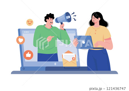 Social media manager creating a social media marketing plan. 121436747