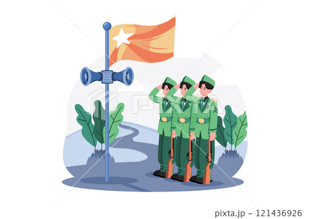 Armed Forces Participate In Flag-Raising Ceremonies. Armed Forces Participate In Flag-Raising Ceremonies. 121436926