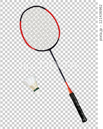 Badminton racket (red) shuttlecock 121436962