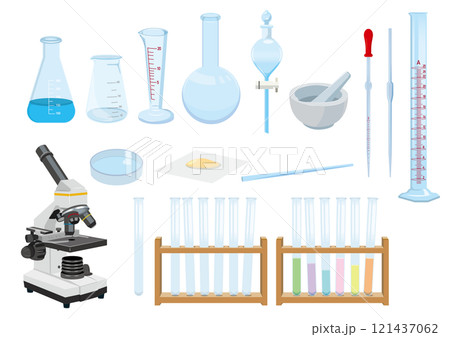 化学実験用具セットイラスト 化学実験用具セットイラスト 121437062