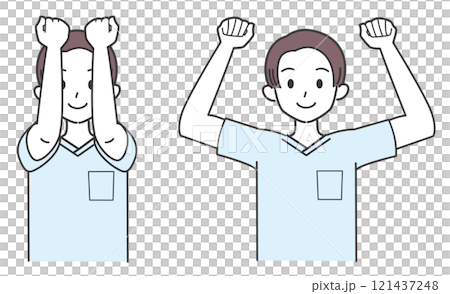 一個男人伸展肩膀的插圖 121437248