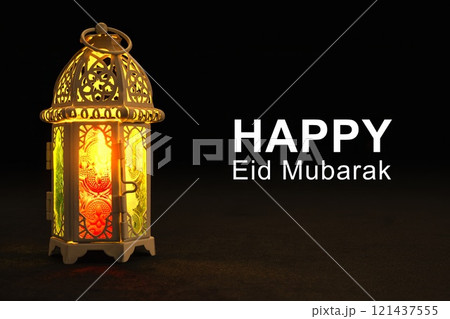 Arabic lantern on a black background. Decoration for Muslim holidays celebration Arabic lantern on a black background. Decoration for Muslim holidays celebration 121437555