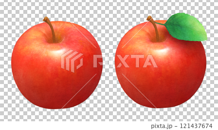 Hand-drawn watercolor illustration set of red apples and leaves_fresh fruit Hand-drawn watercolor illustration set of red apples and leaves_fresh fruit 121437674