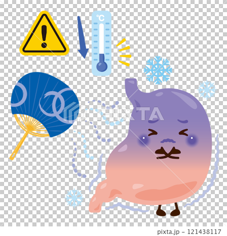 寒さで調子が悪くなる胃のキャラクター 121438117