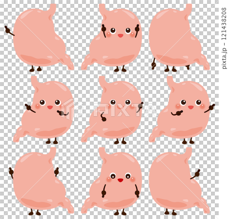 Stomach character set pointing Stomach character set pointing 121438208
