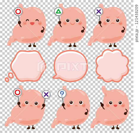 ○×△の札を持った胃のキャラクター ○×△の札を持った胃のキャラクター 121438209