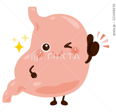 グッドサインを出す胃のキャラクターイラスト グッドサインを出す胃のキャラクターイラスト 121438210