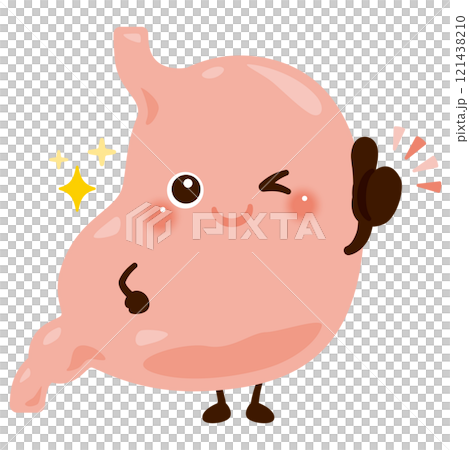 グッドサインを出す胃のキャラクターイラスト グッドサインを出す胃のキャラクターイラスト 121438210