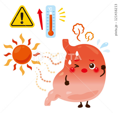暑さでバテる胃のキャラクター 121438213