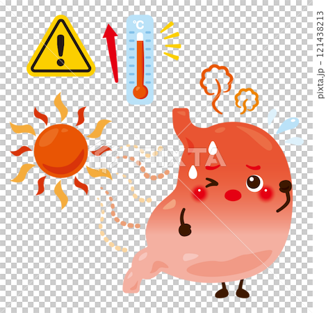 暑さでバテる胃のキャラクター 121438213