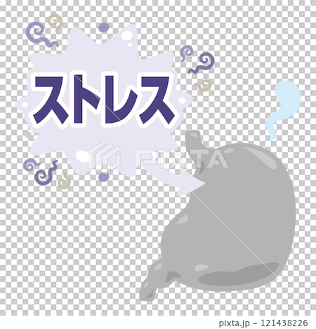 Illustration of a stomach that becomes depressed due to stress 121438226