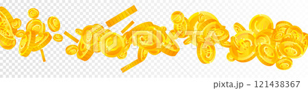 European Union Euro coins falling. Scattered gold EUR coins. Europe money. Global financial crisis concept. Panoramic vector illustration. European Union Euro coins falling. Scattered gold EUR coins. Europe money. Global financial crisis concept. Panoramic vector illustration. 121438367