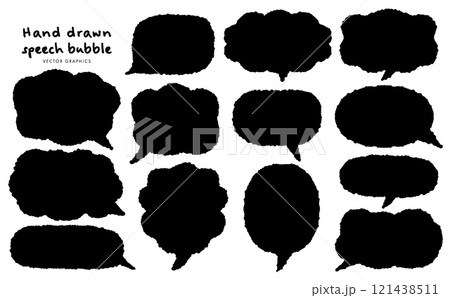 手描きスタイルの吹き出し素材イラスト 手描きスタイルの吹き出し素材イラスト 121438511