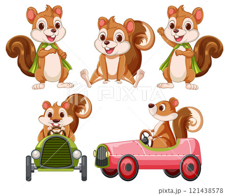 Playful Squirrels in Cars Adventure Playful Squirrels in Cars Adventure 121438578