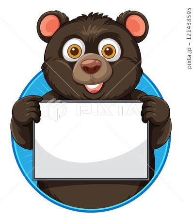 Cute Bear Holding Blank Sign Cute Bear Holding Blank Sign 121438595