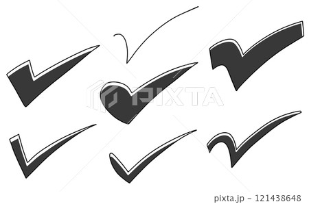 ゆるめシンプルなチェックマークセット1　ベタ塗り 121438648