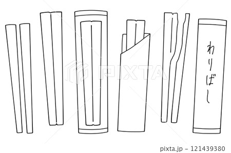 ゆるめシンプルな割り箸セット 線画 ゆるめシンプルな割り箸セット 線画 121439380