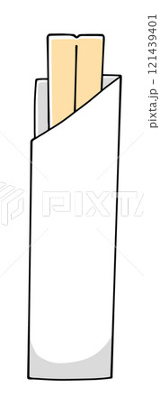 ゆるめシンプルな紙袋に包まれた割り箸　ベタ塗り 121439401