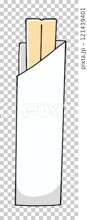 ゆるめシンプルな紙袋に包まれた割り箸　ベタ塗り 121439401