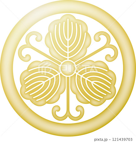 家紋　丸に蔓柏【金色】 121439703