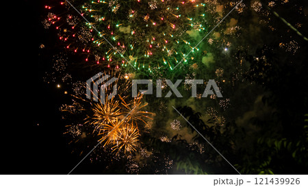 colorful fireworks on the lake colorful fireworks on the lake 121439926