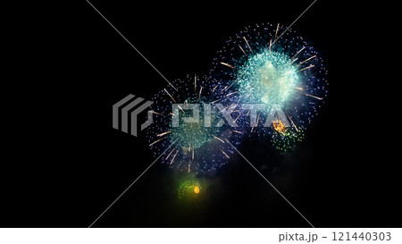colorful fireworks on black background 121440303