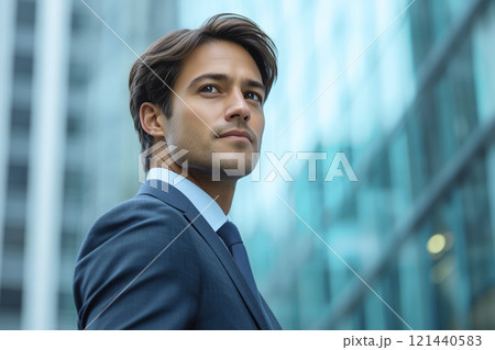 不安そうな表情の男性ビジネスマン 121440583