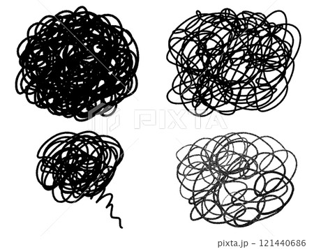 色々な手描きのモヤモヤマークのセット 憂うつ 不安 鬱 色々な手描きのモヤモヤマークのセット 憂うつ 不安 鬱 121440686