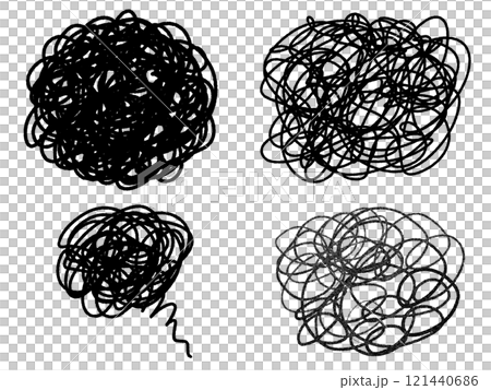 色々な手描きのモヤモヤマークのセット 憂うつ 不安 鬱 色々な手描きのモヤモヤマークのセット 憂うつ 不安 鬱 121440686