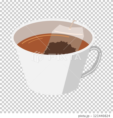 裝有方形茶包的杯子的插圖 121440824