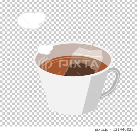 裝有方形茶包的杯子的插圖 裝有方形茶包的杯子的插圖 121440825