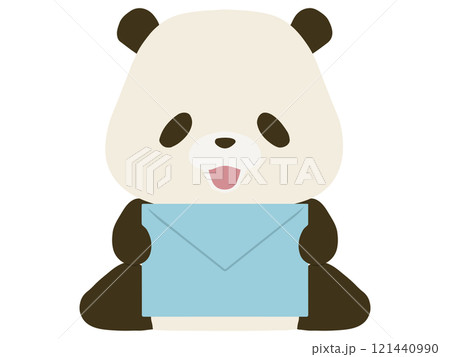メールを持っている笑顔のパンダ 121440990
