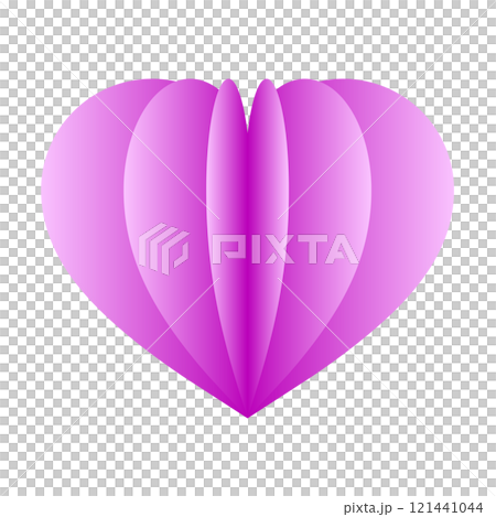 クラフトペーパー風の紫色のハート　グラフィック素材　クリップアート　背景透過　png 121441044
