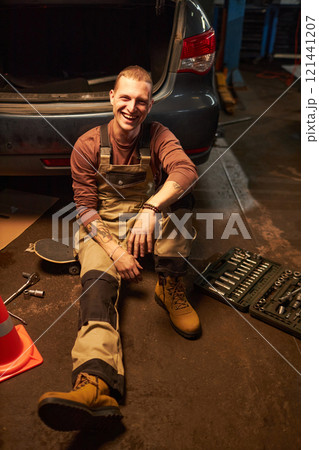 Happy Mechanic Working In Car Service 121441207