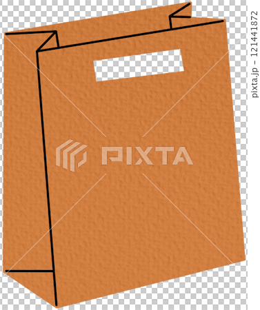 A simple brown paper bag with handles, often used for shopping or carrying goods 121441872