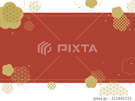 和風 花 赤 グラフィック フレーム 背景素材 和風 花 赤 グラフィック フレーム 背景素材 121442155