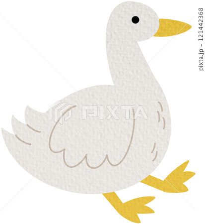 Funny Sitting Goose Vector Illustration On white background. 121442368