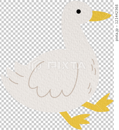 Funny Sitting Goose Vector Illustration On white background. 121442368